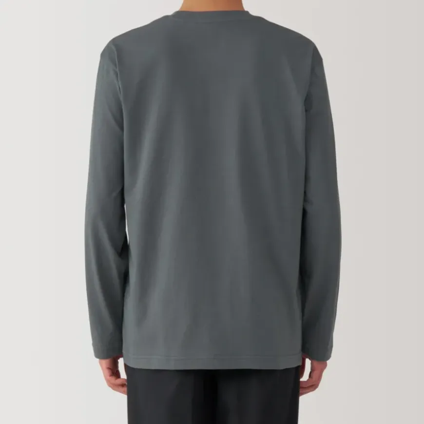 Men's Washed Jersey Crew Neck Long Sleeve T-Shirt