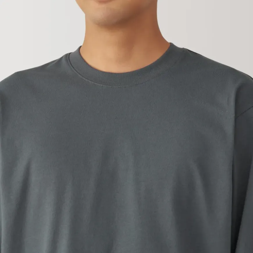 Men's Washed Jersey Crew Neck Long Sleeve T-Shirt