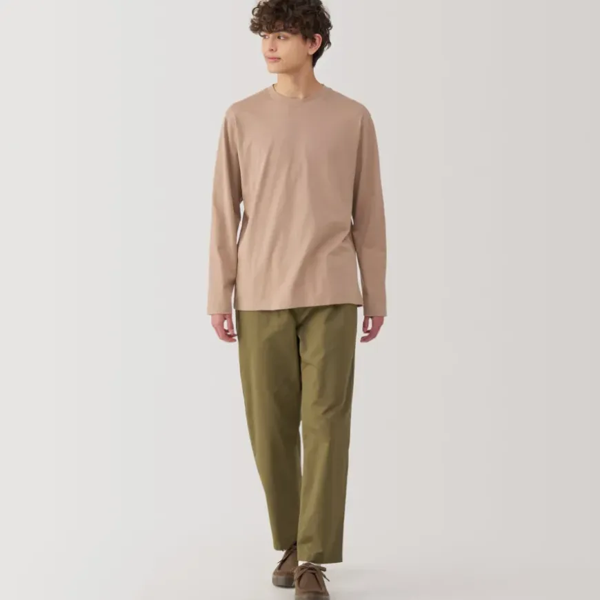 Men's Washed Jersey Crew Neck Long Sleeve T-Shirt