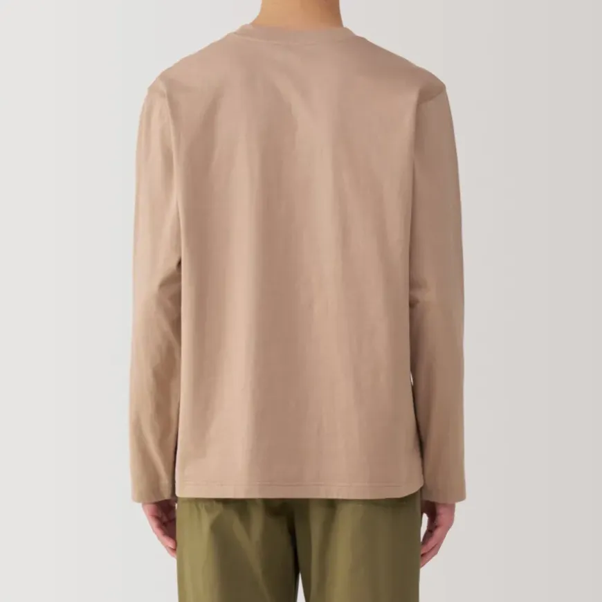 Men's Washed Jersey Crew Neck Long Sleeve T-Shirt
