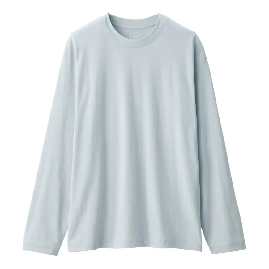 Men's Washed Jersey Crew Neck Long Sleeve T-Shirt