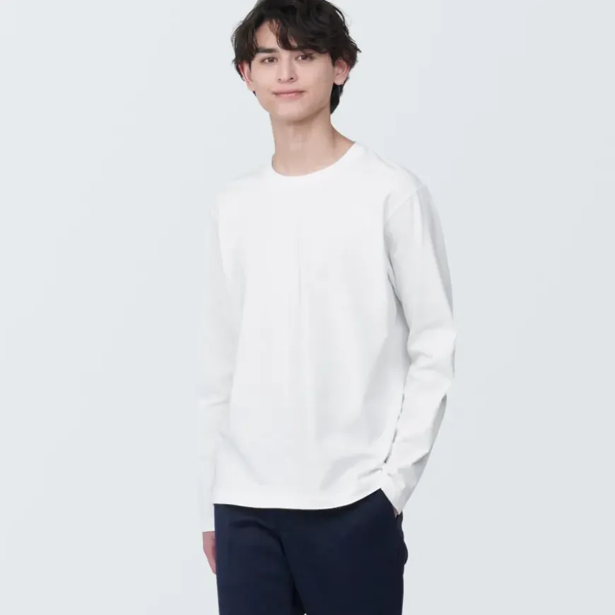 Men's Washed Jersey Crew Neck Long Sleeve T-Shirt