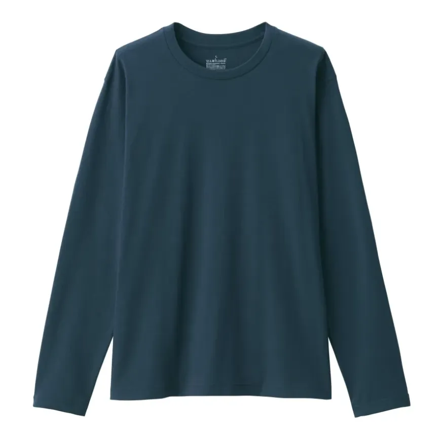 Men's Washed Jersey Crew Neck Long Sleeve T-Shirt