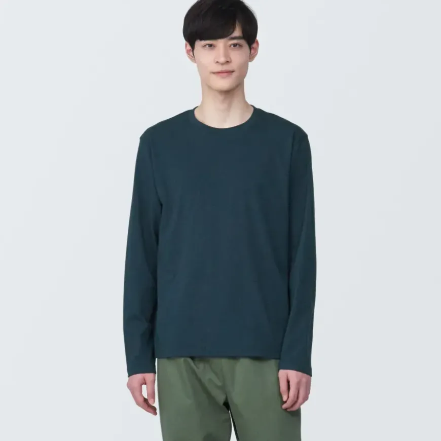 Men's Washed Jersey Crew Neck Long Sleeve T-Shirt