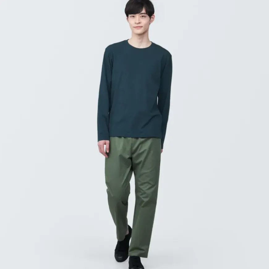Men's Washed Jersey Crew Neck Long Sleeve T-Shirt