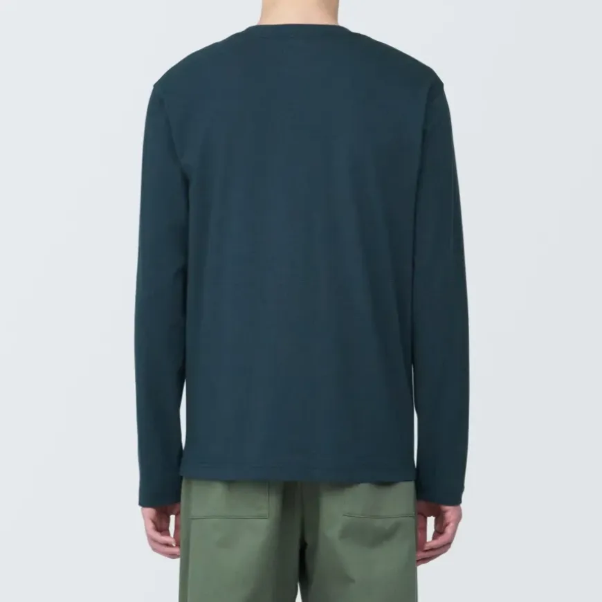Men's Washed Jersey Crew Neck Long Sleeve T-Shirt