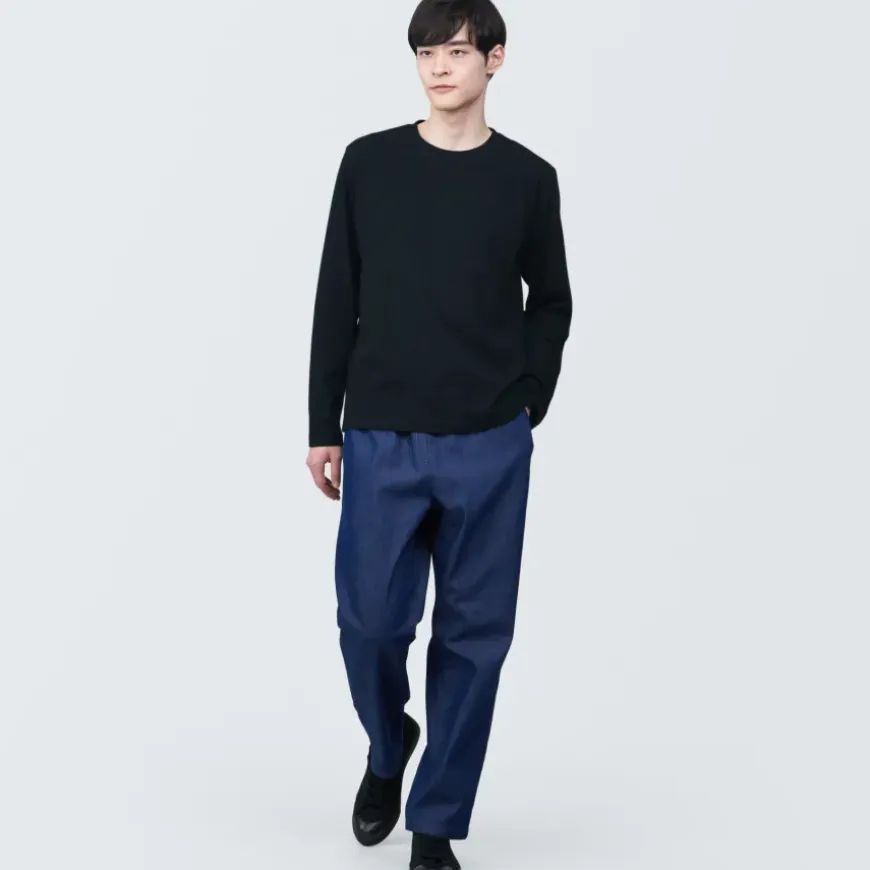 Men's Washed Jersey Crew Neck Long Sleeve T-Shirt
