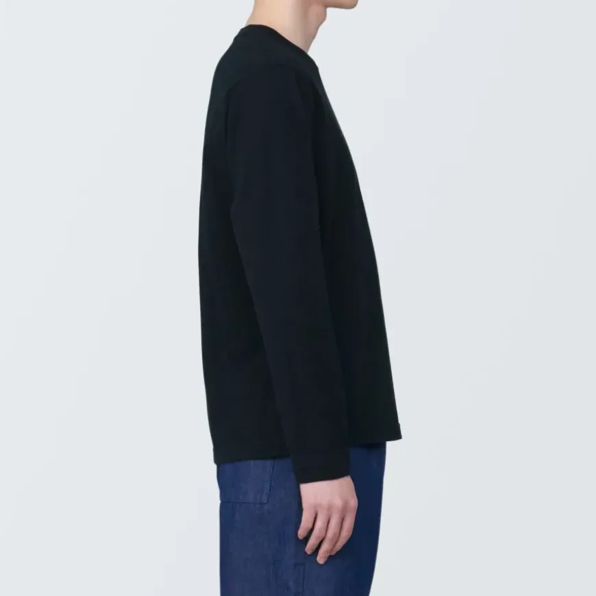 Men's Washed Jersey Crew Neck Long Sleeve T-Shirt