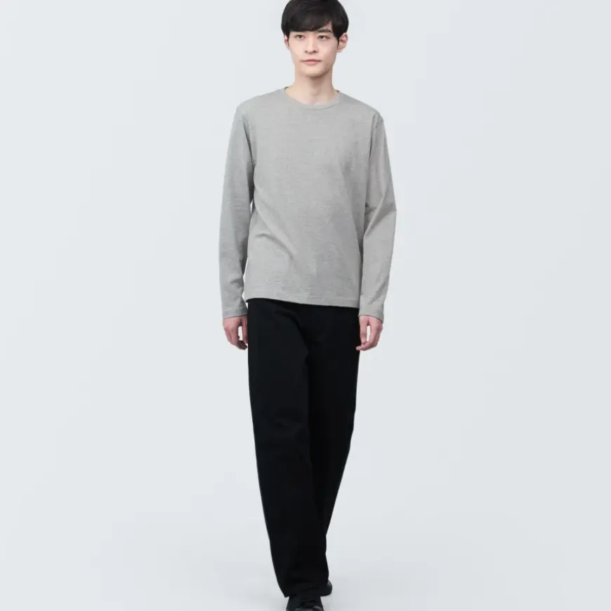 Men's Washed Jersey Crew Neck Long Sleeve T-Shirt