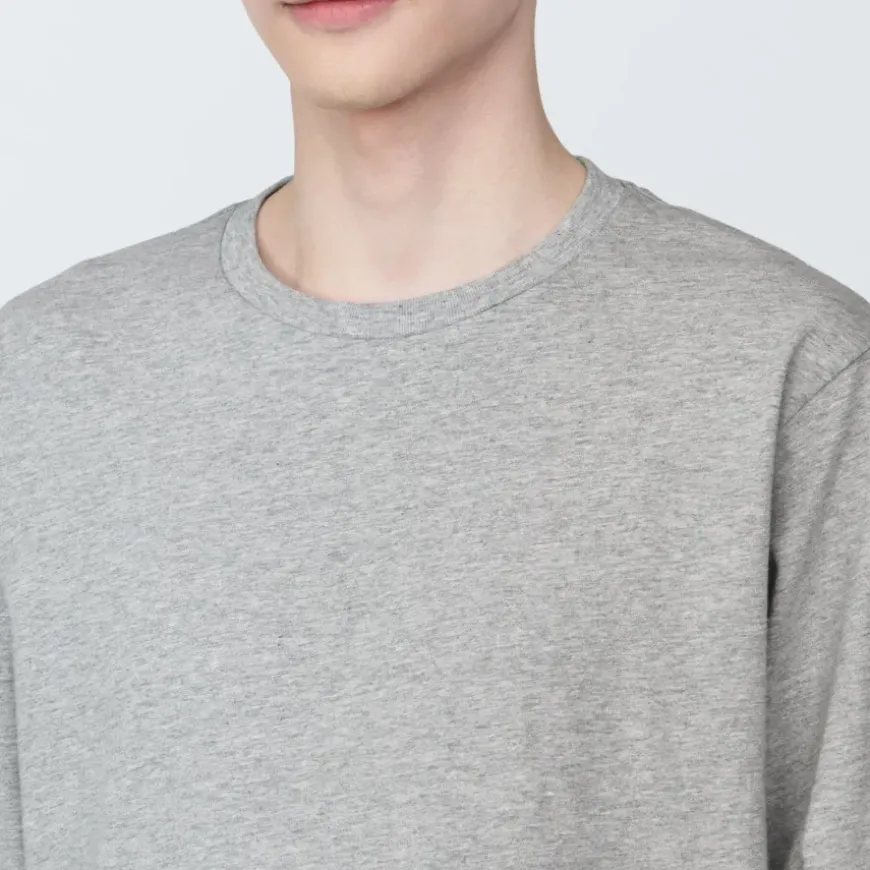 Men's Washed Jersey Crew Neck Long Sleeve T-Shirt
