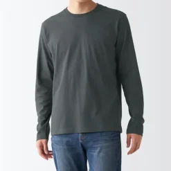 Men's Washed Jersey Long Sleeves Crew Neck T-Shirt