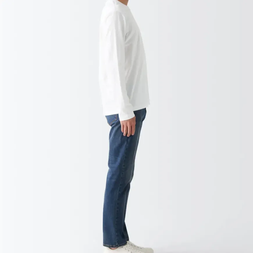 Men's Washed Jersey Long Sleeves Crew Neck T-Shirt