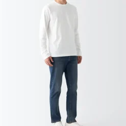 Men's Washed Jersey Long Sleeves Crew Neck T-Shirt