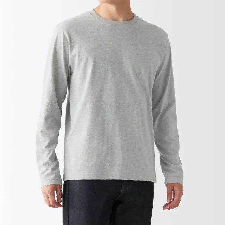 Men's Washed Jersey Long Sleeves Crew Neck T-Shirt