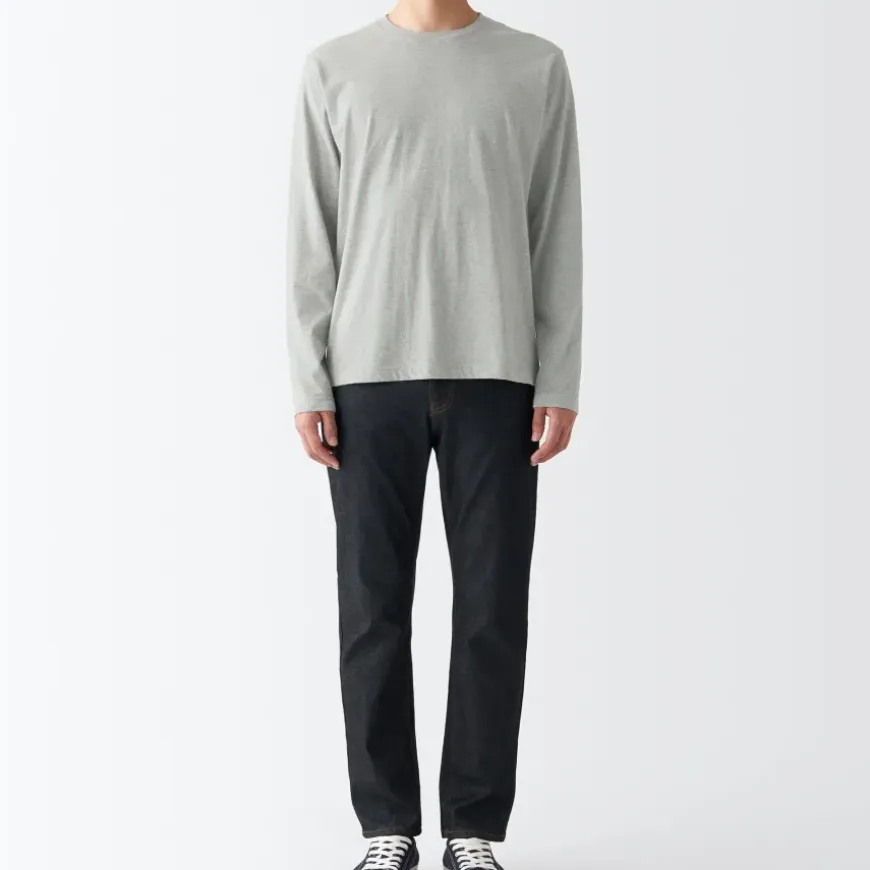 Men's Washed Jersey Long Sleeves Crew Neck T-Shirt