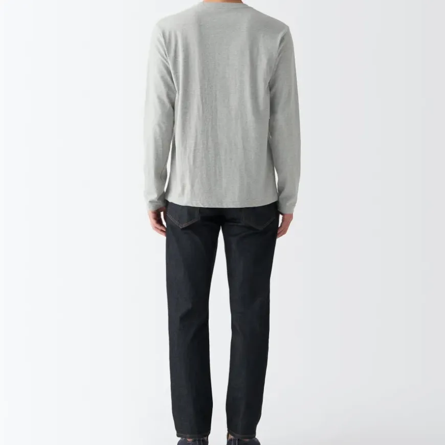 Men's Washed Jersey Long Sleeves Crew Neck T-Shirt