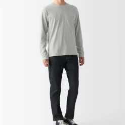 Men's Washed Jersey Long Sleeves Crew Neck T-Shirt
