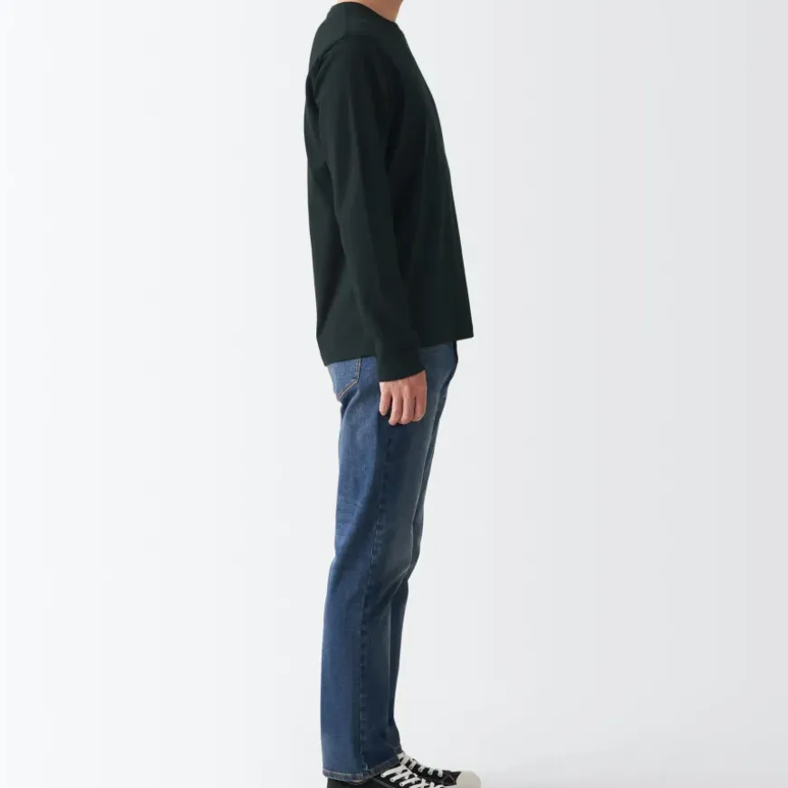 Men's Washed Jersey Long Sleeves Crew Neck T-Shirt