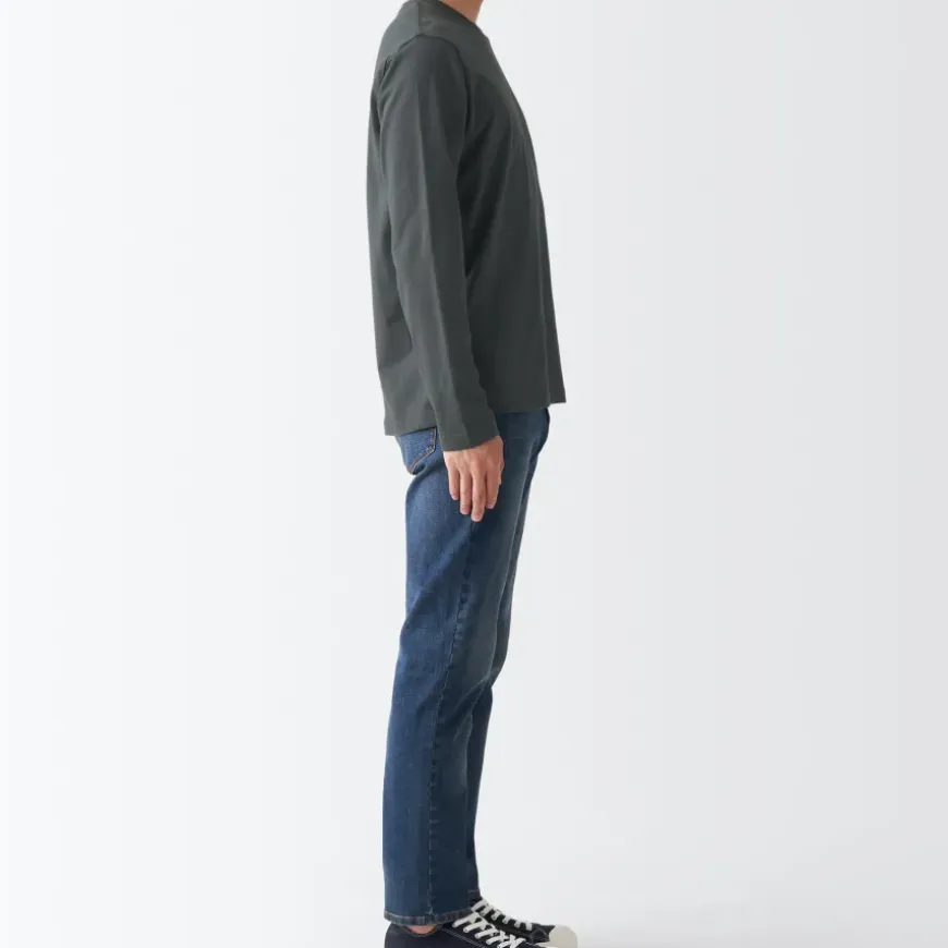 Men's Washed Jersey Long Sleeves Crew Neck T-Shirt