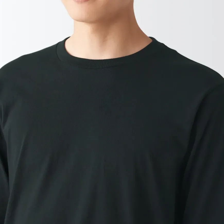 Men's Washed Jersey Long Sleeves Crew Neck T-Shirt