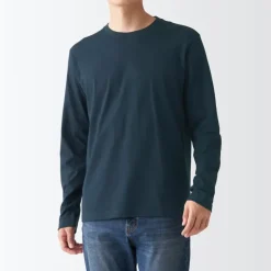 Men's Washed Jersey Long Sleeves Crew Neck T-Shirt