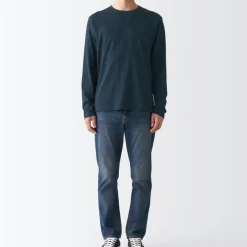 Men's Washed Jersey Long Sleeves Crew Neck T-Shirt
