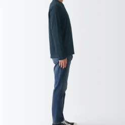 Men's Washed Jersey Long Sleeves Crew Neck T-Shirt