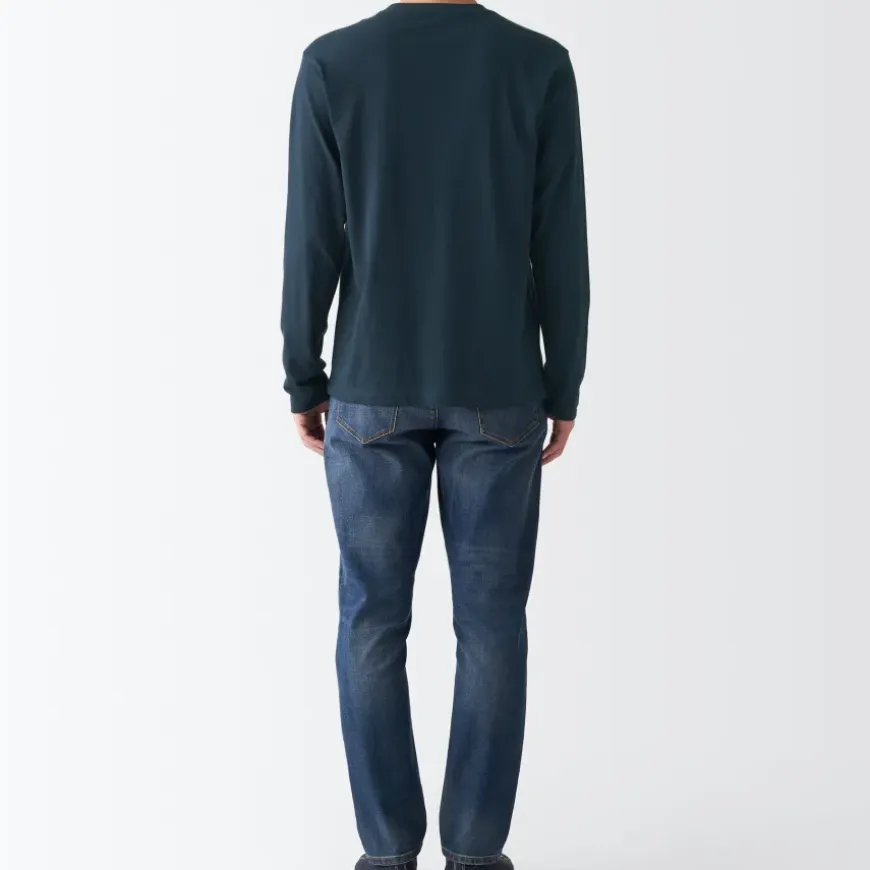 Men's Washed Jersey Long Sleeves Crew Neck T-Shirt
