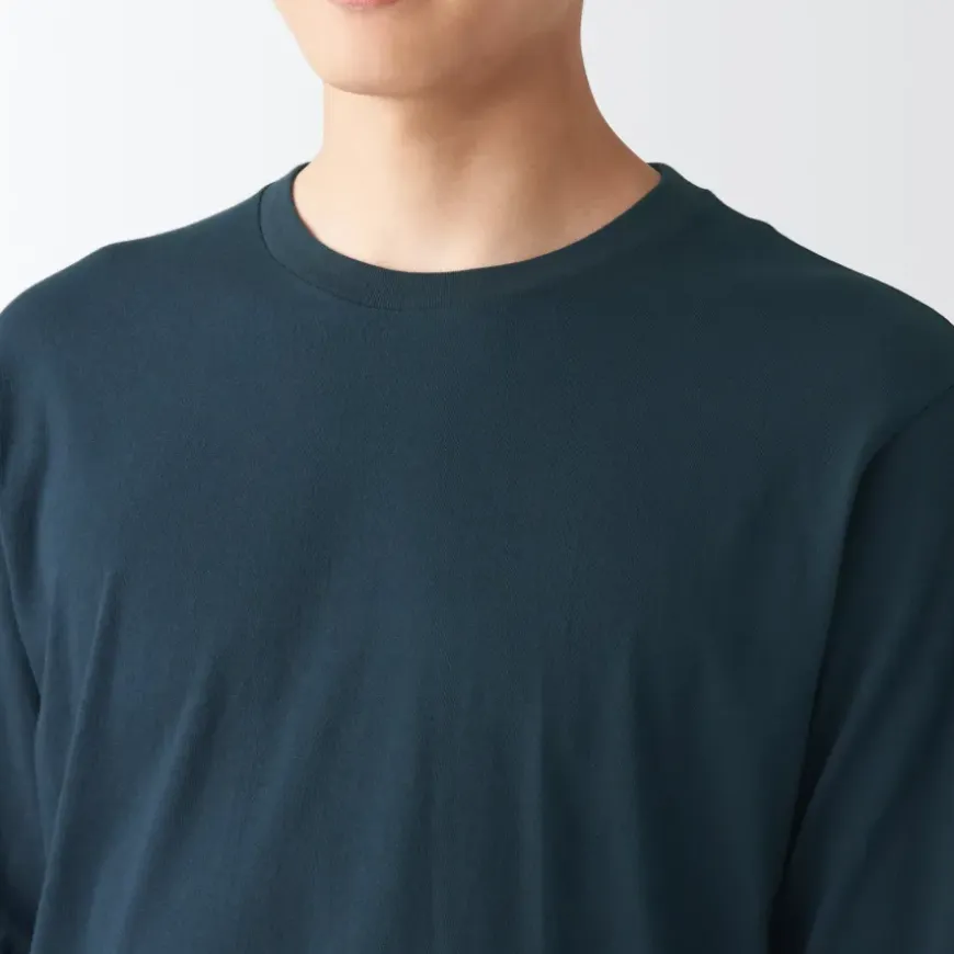 Men's Washed Jersey Long Sleeves Crew Neck T-Shirt