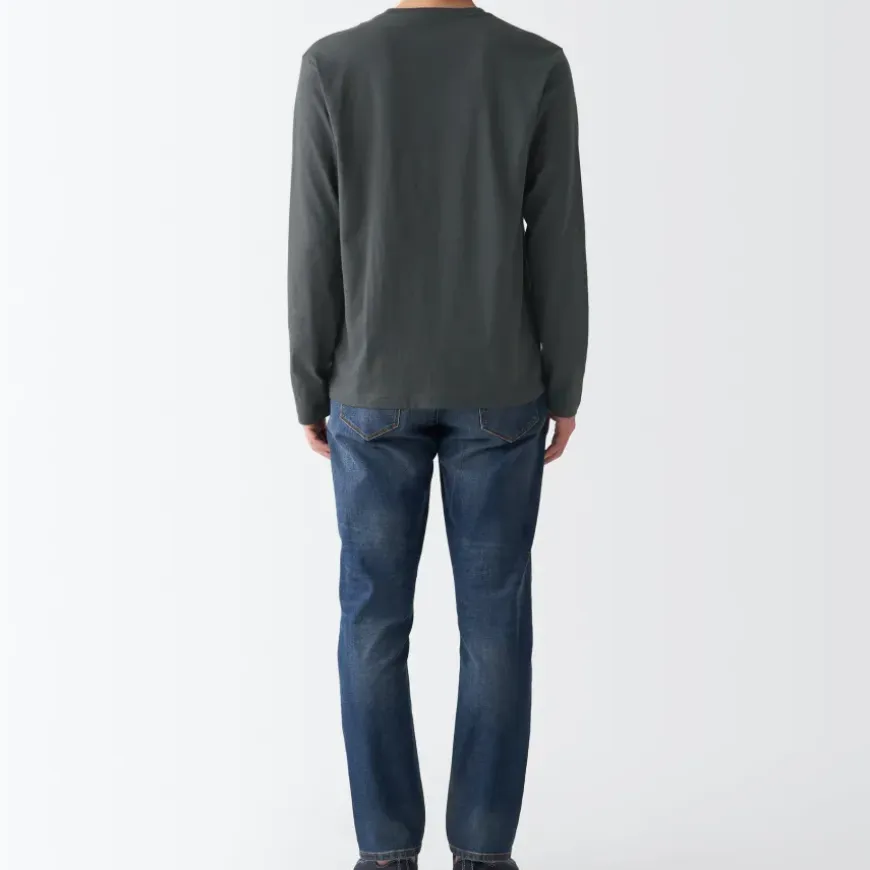 Men's Washed Jersey Long Sleeves Crew Neck T-Shirt