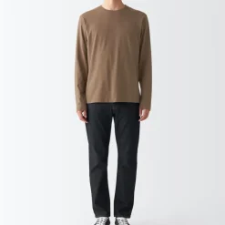 Men's Washed Jersey Long Sleeves Crew Neck T-Shirt