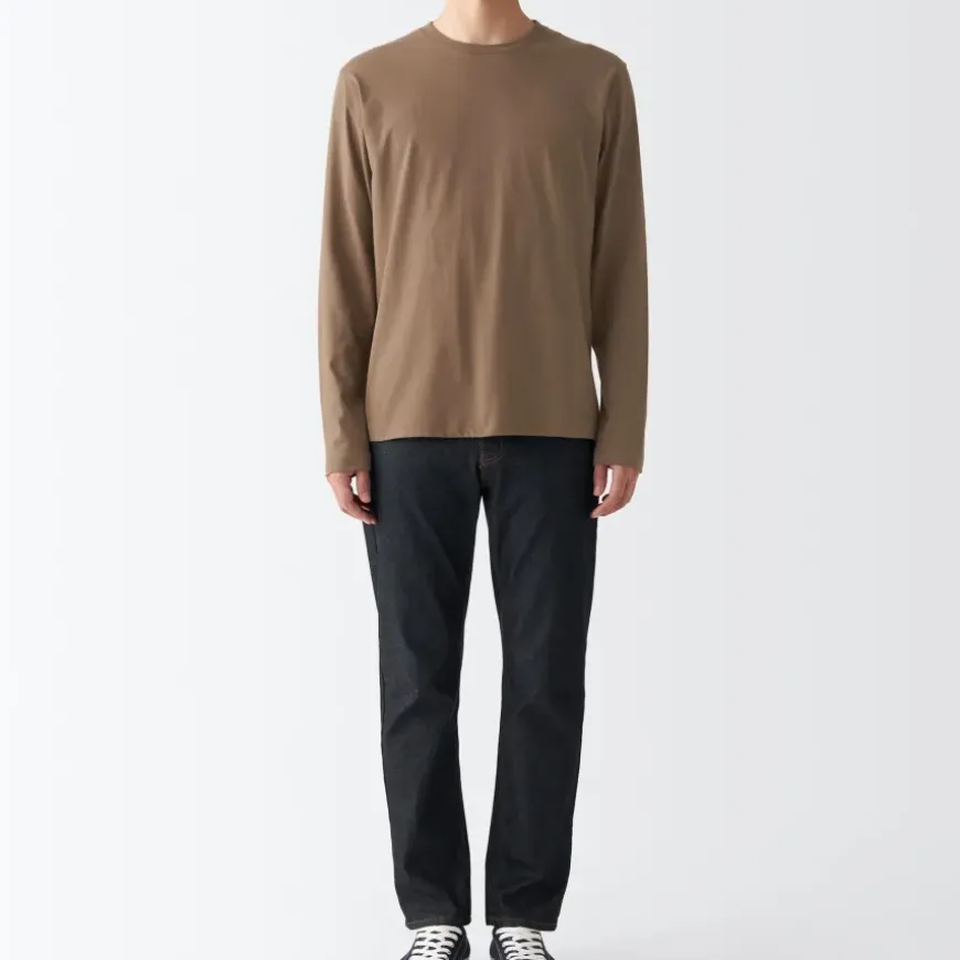 Men's Washed Jersey Long Sleeves Crew Neck T-Shirt