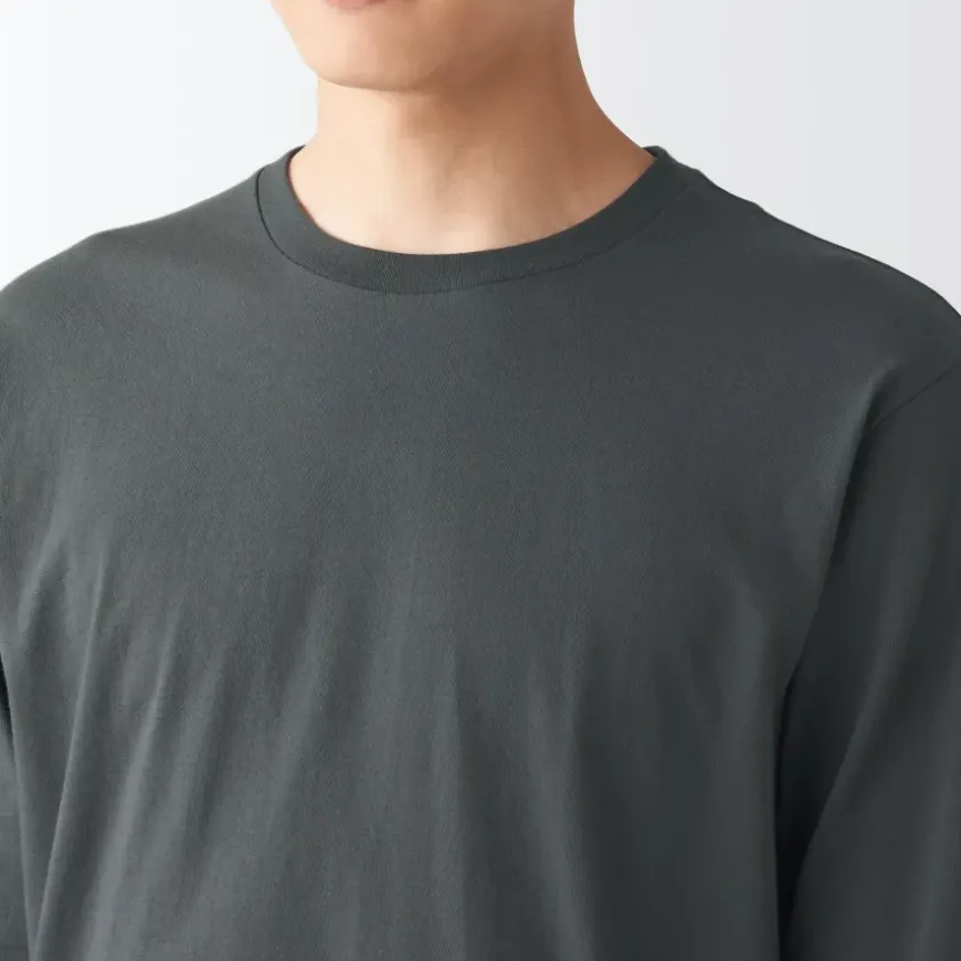 Men's Washed Jersey Long Sleeves Crew Neck T-Shirt