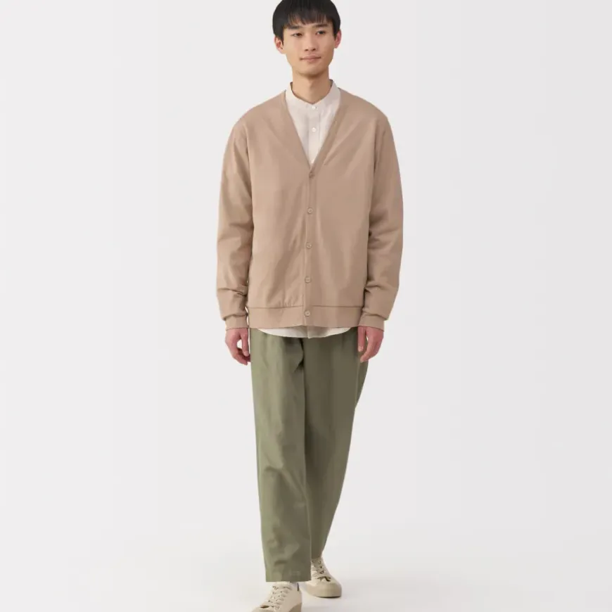 Men's Washed Jersey V-Neck Cardigan