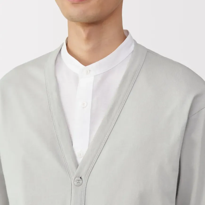 Men's Washed Jersey V-Neck Cardigan