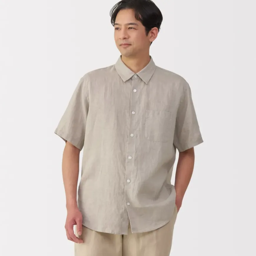 Men's Washed Linen Short Sleeve Shirt