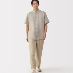 Men's Washed Linen Short Sleeve Shirt