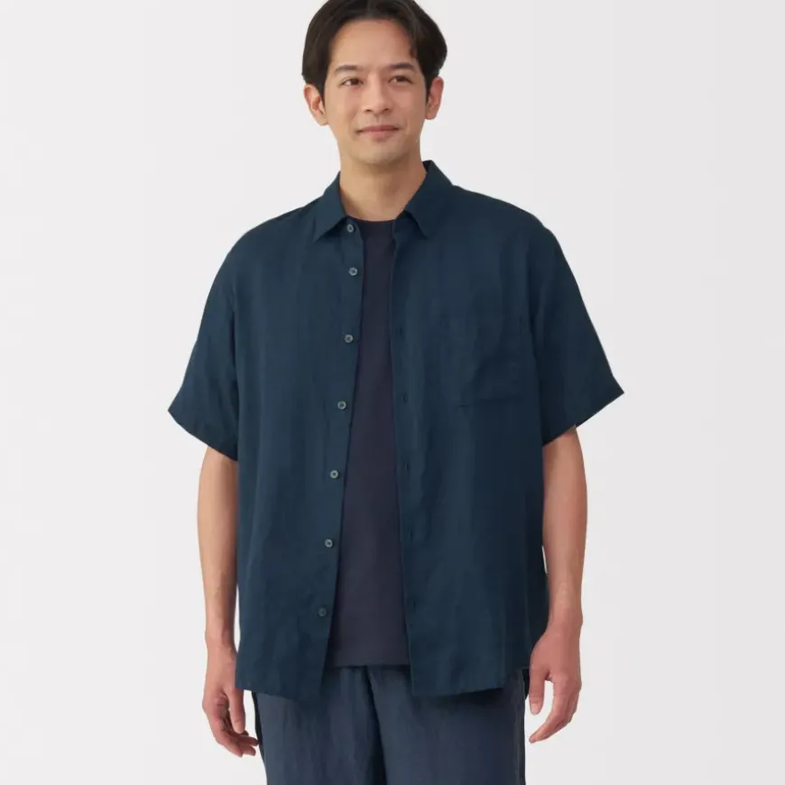 Men's Washed Linen Short Sleeve Shirt