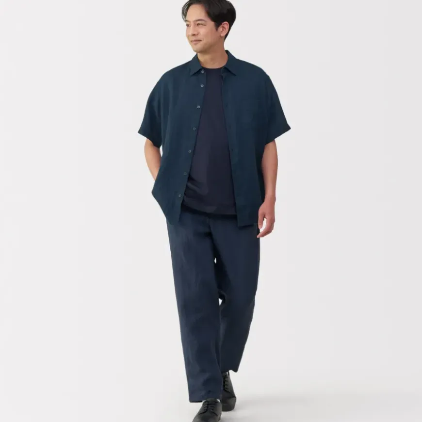 Men's Washed Linen Short Sleeve Shirt