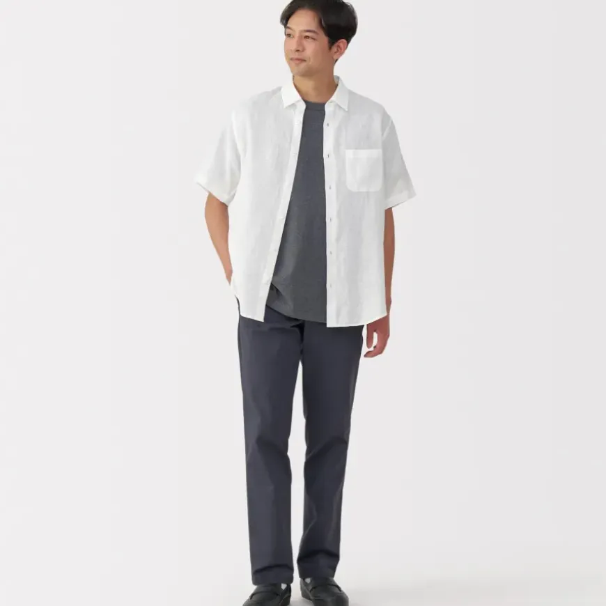 Men's Washed Linen Short Sleeve Shirt