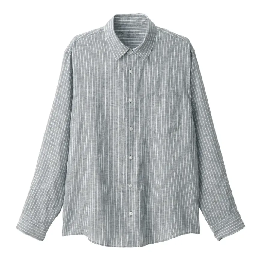 Men's Washed Linen Striped Shirt