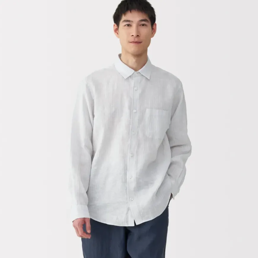 Men's Washed Linen Striped Shirt