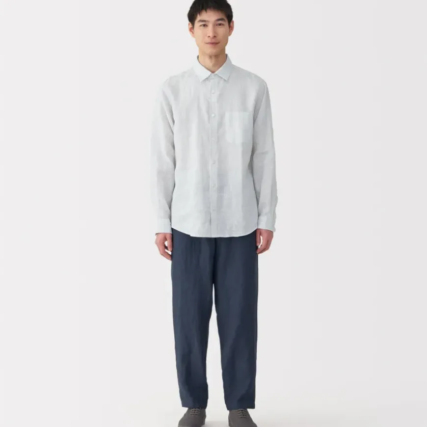 Men's Washed Linen Striped Shirt