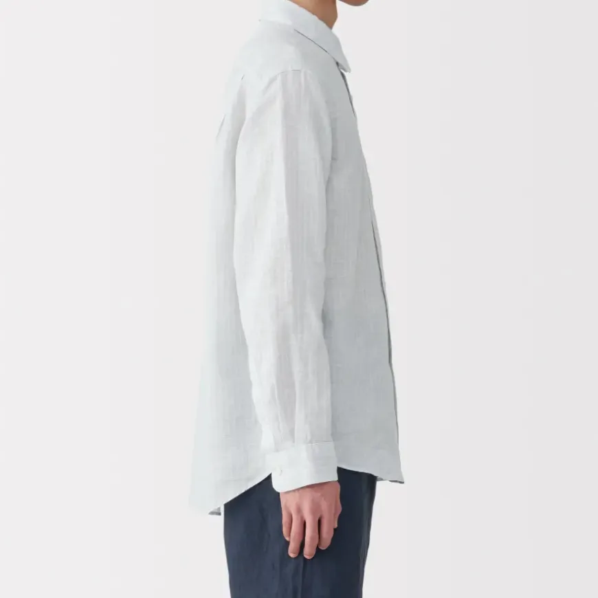 Men's Washed Linen Striped Shirt