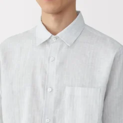 Men's Washed Linen Striped Shirt