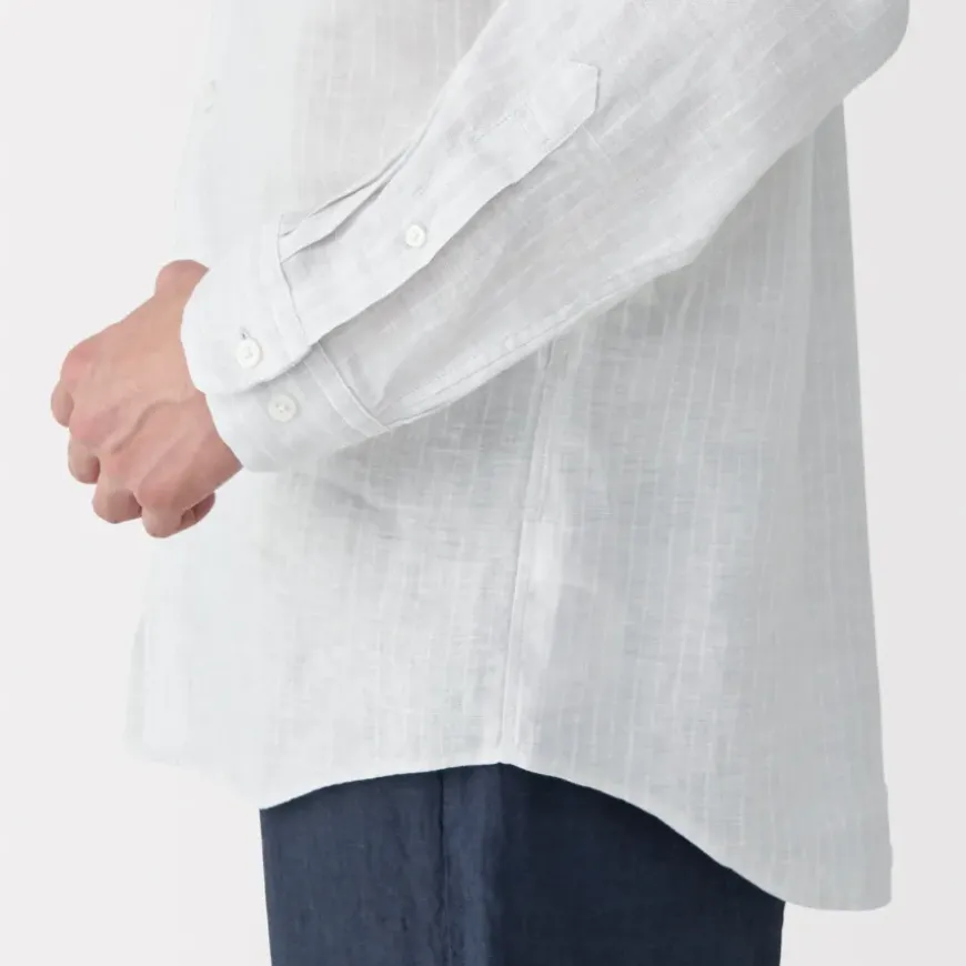 Men's Washed Linen Striped Shirt
