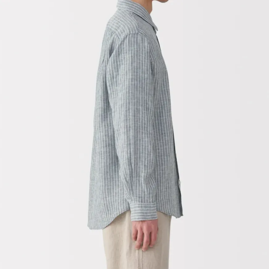 Men's Washed Linen Striped Shirt