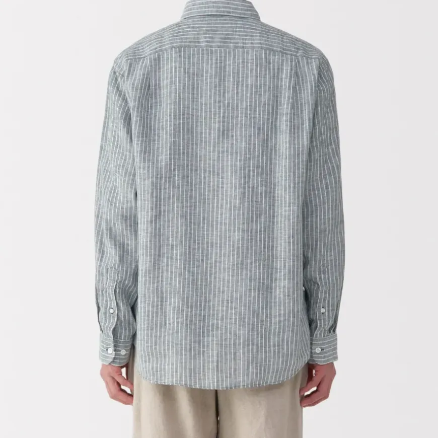 Men's Washed Linen Striped Shirt