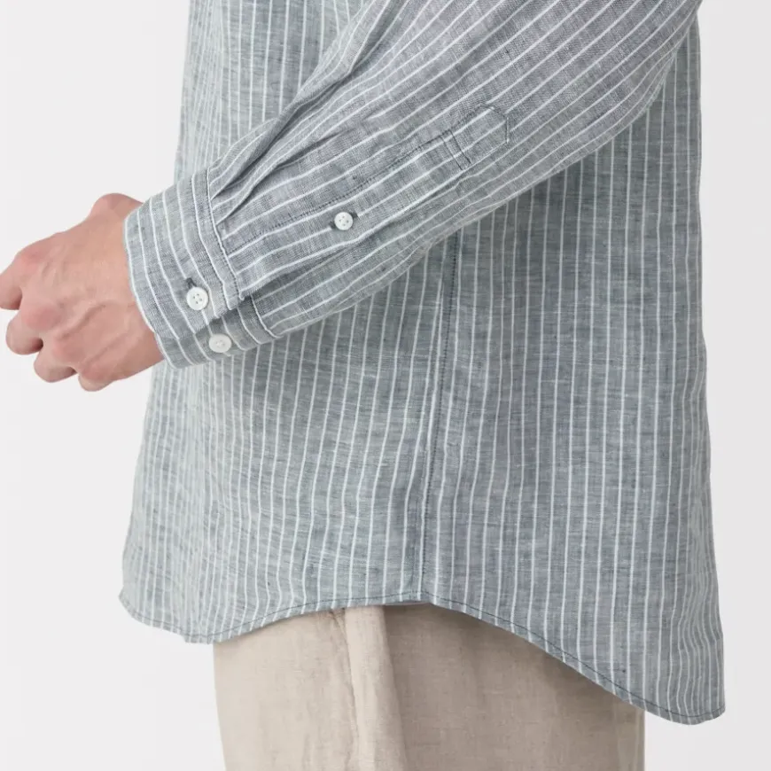 Men's Washed Linen Striped Shirt