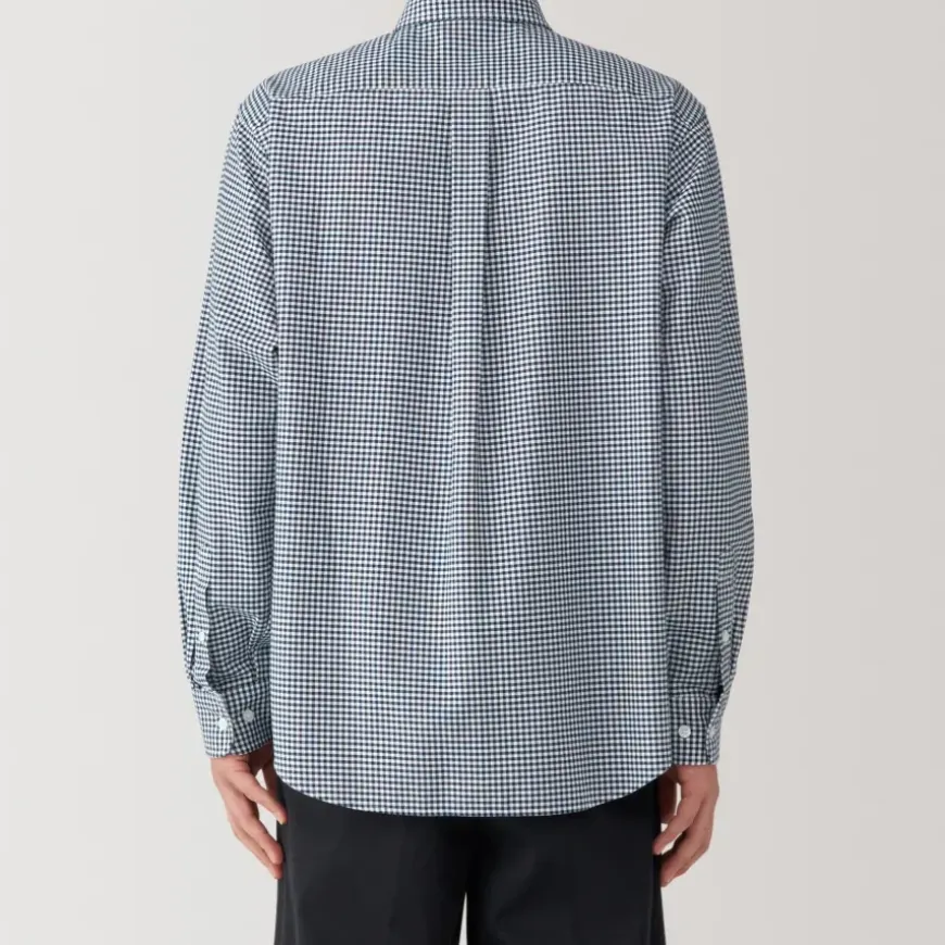 Men's Washed Oxford Button Down Long Sleeve Patterned Shirt